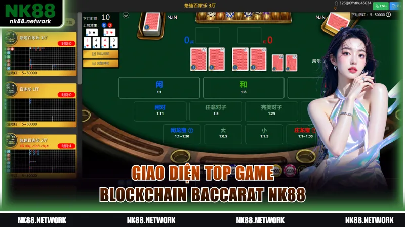 Giao diện top game blockchain Baccarat tại nhà cái NK88