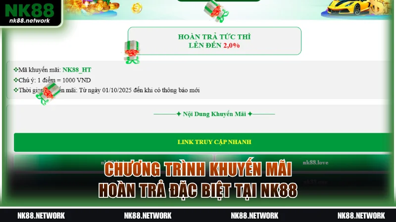 Mã code hoàn trả lên đến 2% hấp dẫn